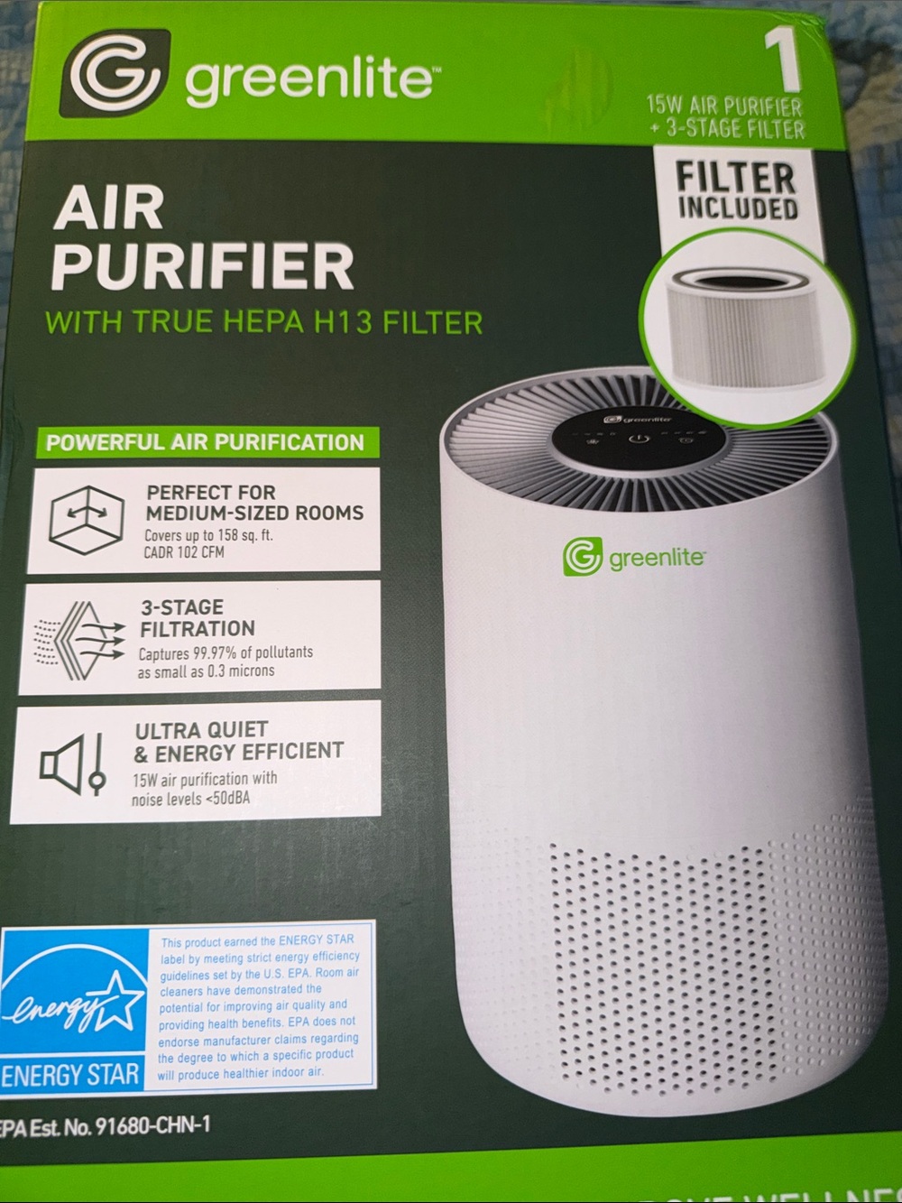 White Air Purifier with True HEPA H13 Filter